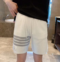 Silver Childrens Day Thom browne TB New Ice Striped Pants Four Bars Knit Striped Shorts men and women 50% pants