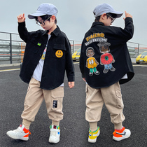 Boys autumn suit 2021 New Tong children Spring and Autumn fashionable foreign handsome Korean Shirt pants two-piece set