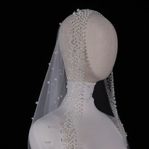 Han Style Upscale Nail Beaded Bride Wedding Photo-Head Yarn Monolayer Long film Cosmetic Styling with Soft Yarn Ornament