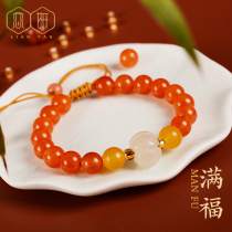 Original beaded gold silk jade pumpkin bracelet female simple personality ancient style National Wind red rope retro handpieces