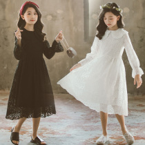 Fairy boy foreign style dress autumn dress 2021 new medium and big child Korean lace dress Net Red children Princess long dress