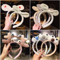 Autumn and winter headdress Korean Net red hairclip female hair hoop plush face hair card hairband cute bow hair accessories