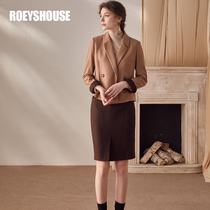 Luo Yi warm woolen set winter suit new blazer skirt slim professional OL two-piece set 01159