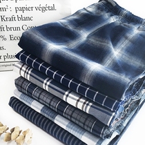 Thin size casual mens trousers Home cotton pajamas Cotton big home summer pants Plaid loose summer men