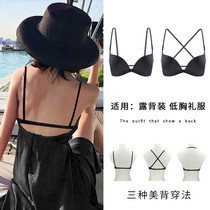 Breast wrap female beauty back thin belt underwear thin text chest button back open suit without underwire sexy small chest gathered thickened