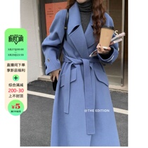 HTBT double - sided cashmere coat woman in the long - range 2022 Korean version with a lax - laced coat