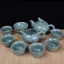 Ru porcelain happy eyebrow tea set Wang Zhenyu Henan Arts and crafts master origin agate glaze boutique