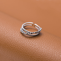 Japan-ROK minimalist fashion personality retro ring lukewarm wind adjustable 925 pure silver ring female forefinger TIDE