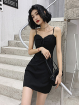 Black French evening dress usually can wear 2021 New banquet temperament suspenders small dress dress women winter short