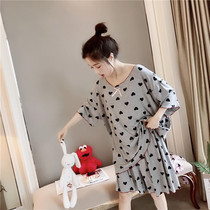 Korean short-sleeved pajamas female summer thin modal cotton home clothing loose size fat mm200 kg set