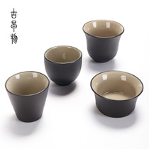 Zen wind black pottery tea cup owner tea cup ceramic kung fu tea set household single Cup Japanese coarse pottery tea cup