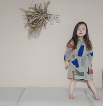 Dads home bobo choses autumn and winter New Girls sun and moon geometric fashionable long sleeve dress 79