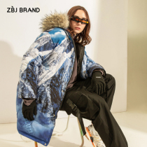 ZBJ snow mountain cotton clothing men and women long winter coat 2019 new cotton clothes Korean loose oversize tide