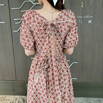 2021 new summer large size womens clothing fat sister long section belly cover French thin over-the-knee floral dress