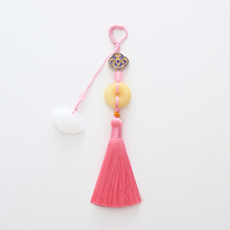 (Long life and wealth)Xiaoshan home-style classical women with Cheongsam retro chalcedony pressed lapel pendant tassels