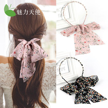 Hair band female simple Korean long streamer bow Hair band tied hair head flower hair ornaments ancient embroidery Hanfu headdress products