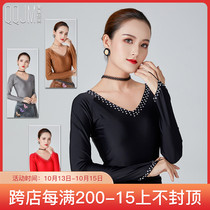 Modern dance jacket female Qingqing Jiamei spandex stretch fabric with bottoms long sleeve autumn and winter V collar