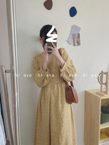 First love teenage girl with long sleeves crushed snowspun hymn dress 2022 early spring new hit bottom long dress with slim and thin temperament