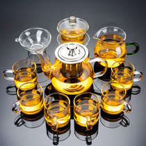 Glass tea set kung fu tea cup flower teapot transparent simple modern small set Black Tea Tea Tea Tea maker home