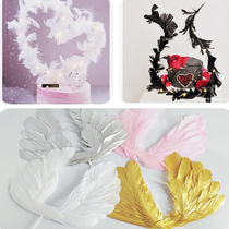 Cake decoration plug romantic beautiful feather wings wedding party cake decoration flag planting dessert table decoration