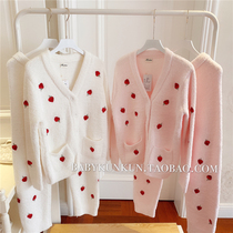 Good night KK cute strawberry soft button cardigan home suit