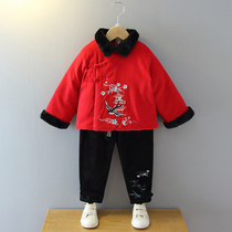 New Years clothing baby male New Years clothing Red young mans clothing New years childrens clothing Old Boys winter clothing two-piece set