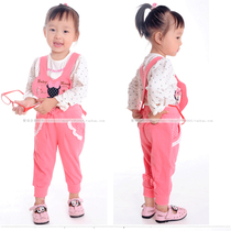 2022 spring and autumn childrens trousers baby full cotton back with pants girl casual pants Harun pants child clothing
