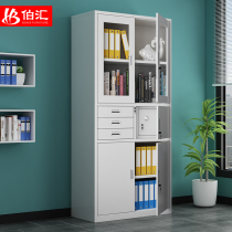 Three bucket password safe iron sheet file cabinet glass open door file file cabinet with lock financial locker