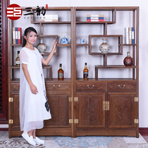 Ming and Qing mahogany furniture chicken wing Wood bozhu shelf antique shelf antique display rack Chinese solid wood antique duo