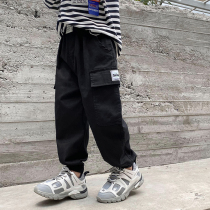 Boy overalls casual pants 2022 Spring autumn new sports Childrens clothes CUHK Tong pants Long pants Korean version Boomers