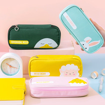 Pen pouch female minimalist Stationery Bag Elementary School Kids Cute Large Capacity Ins Day Series Box Canvas Personality Zipped Pencil Bag