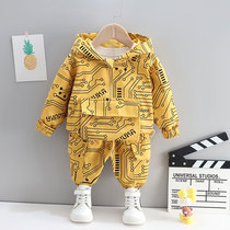 Korean boys spring suits new childrens clothing trendy Korean version of the western style fashionable baby handsome childrens baby net red clothes