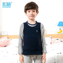 Childrens warm vest Male Plus velvet thickened boy bottoming winter wearing boneless middle child vest 12-15 years old