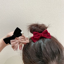 Small Retro Velvet Butterfly Knot Hair Ring Rubber Band Hair Rope High Horsetail Head Rope Head Accessories Hair Accessories Korea Lns Brief