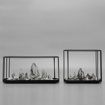 Modern New Chinese Creative Iron Art Transparent Resin Fake Mountain Swing Piece Home Living Room Feng Shui Genguan Handicraft Furnishing