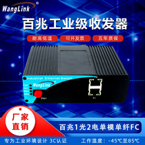 Net (wanglink) 100 trillion 1 light 2 electric fiber transceiver single-mode single fiber double fiber FC Interface Industrial grade rail-type switch