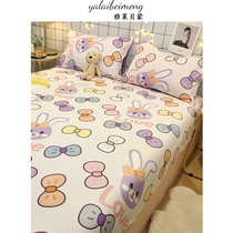 Full cotton cartoon bed Bamboo Hat Single Piece Pure Cotton Bed Hood Pure Color Mat Dreams bed cushion protective sleeves 1 5m1 8 m Bedsheets