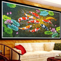 2021 Diamond painting full diamond new living room nine fish polyfu figure cross stitch every year more than 5d points stick diamond embroidery