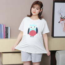 Pregnant woman can breastfeed for months sleepwear short sleeve shorts thin big code fat mm spicy mother two sets of big code gestation early