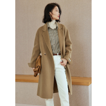 Double-sided woolen coat womens autumn and winter 2022 new Hepburn style small woolen mid-length woolen woolen coat
