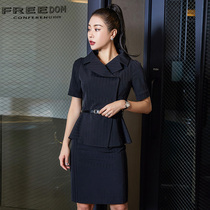 Clearance 6 percent summer business wear black suit suit suit women hotel front desk tooling beauty salon work clothes thin