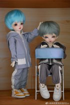 bjd six points 1 6 Spot 2 piece set Leisure set blue gray powder 3 color zipper sports yosd early October baby A82