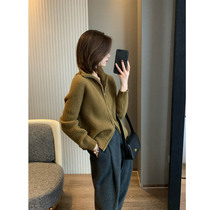 Micaixuan high-end milk fufu sweater womens 2022 early autumn new double zipper high collar lapel knitwear