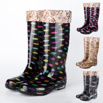 High tube plus velvet cotton rain boots waterproof shoes rain boots rubber shoes overshoes water boots female adult fashion non-slip long tube to keep warm winter