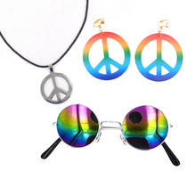 Halloween peace charm metal necklace party three-piece hippie necklace party props manufacturers