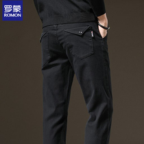 Lomon jeans men in the spring and autumn of 2022 new straight-tube loose bag men's casual pants winter velvet thickening