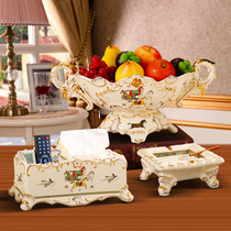 Fruit tray European-style Living room Extravagant Tea Table Hem home American Ceramic Fruit Tray Suit Creative Home Decoration