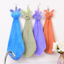 Cute Rabbit small square towels Kitchen Bathroom Hanging hand towels Coral Suede Wipes towels Thickened Dishcloth