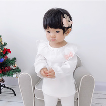 Poison Little White Boy Clothing Girl Little Shirt Lotus Leaf Collar Spring Autumn Womens Baby Beat Bottom Shirt Long Sleeve Girl Spring Dress T-shirt Blouse