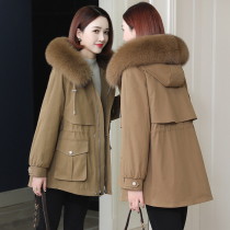 zqqz Parker coat women long 2021 new fox fur collar Rex rabbit hair liner fur coat 2158